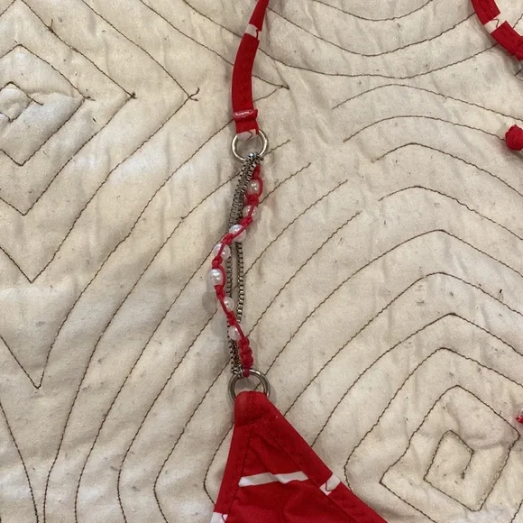 Red with white strip bikini 👙 Top L Bottom M - Picture 4 of 6